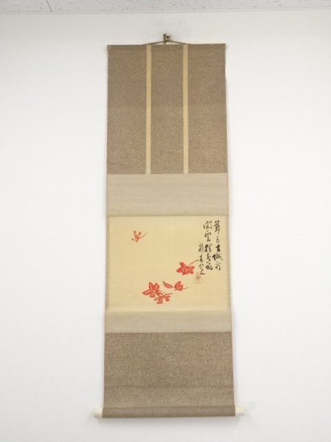 JAPANESE HANGING SCROLL / HAND PAINTED / AUTUMN LEAVES